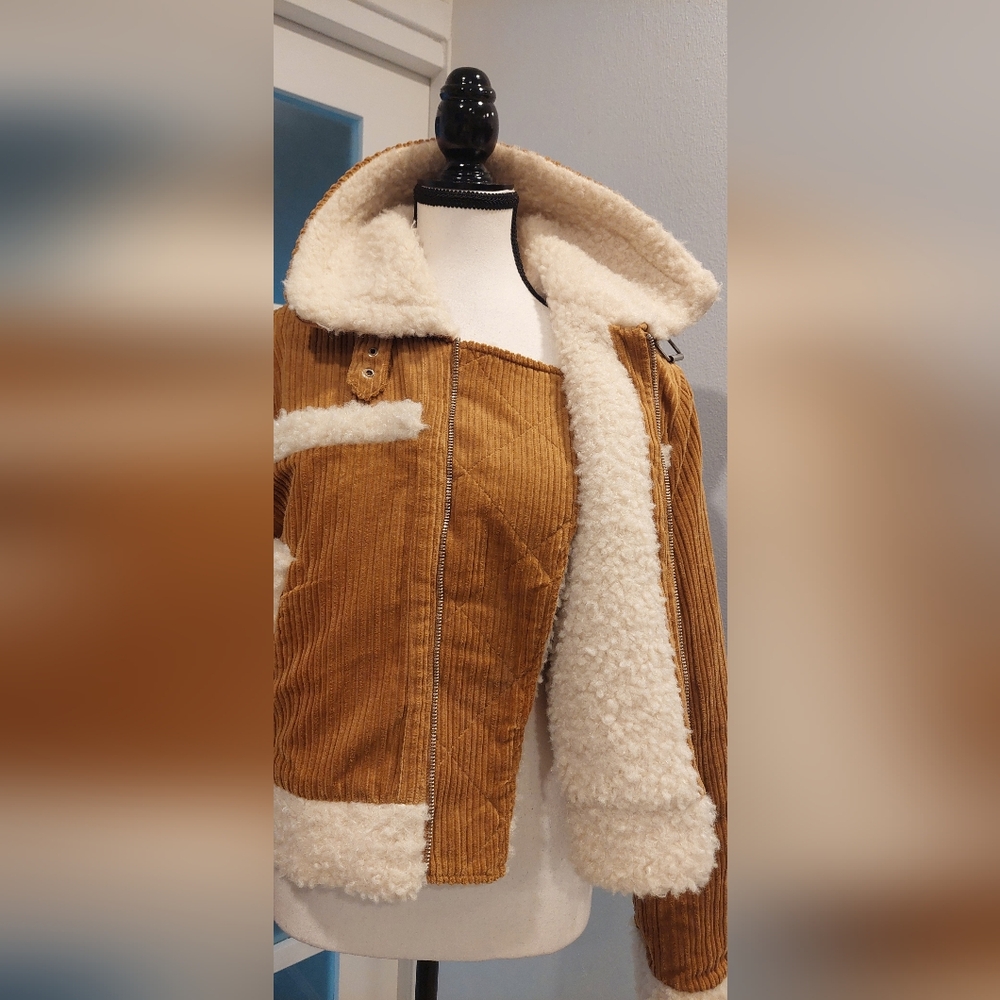 BDG Tan Teddy Jacket with Cream Accents - Picture 7 of 12